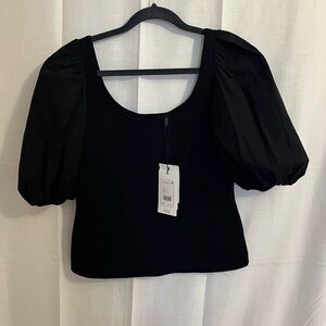 Elegant Black Puff Sleeve Top